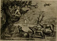 An illustration from Emblemata Florentii Schoonhovii I.C. Goudani, : partim moralia, partim etiam civilia. Cum latiori eorundem ejusdem auctoris interpretatione. (1618)