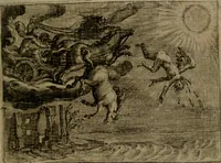 An illustration from Emblemata Florentii Schoonhovii I.C. Goudani, : partim moralia, partim etiam civilia. Cum latiori eorundem ejusdem auctoris interpretatione. (1618)