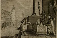 An illustration from Emblemata Florentii Schoonhovii I.C. Goudani, : partim moralia, partim etiam civilia. Cum latiori eorundem ejusdem auctoris interpretatione. (1618)