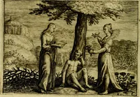 An illustration from Emblemata Florentii Schoonhovii, partim moralia, partim etiam civilia. Cum latiori eorundem ejusdem auctoris interpretatione. Accedunt et alia quædam poëmatia in alijs poëmatum suorum libris non contenta (1618)