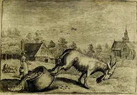 An illustration from Emblemata Florentii Schoonhovii ... partim moralia partim etiam civilia. Cum latiori eorundem ejusdem Auctoris interpretatione. Accedunt et alia quaedam poëmatia in alijs poem̈atum suonum libris non contenta (1648)
