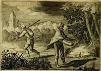 An illustration from Emblemata Florentii Schoonhovii ... partim moralia partim etiam civilia. Cum latiori eorundem ejusdem Auctoris interpretatione. Accedunt et alia quaedam poëmatia in alijs poem̈atum suonum libris non contenta (1648)