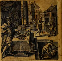 An illustration from Emblemata moralia, et oeconomica, de rervm vsv et abvsv, olim inventa et Belgicis rithmis explicata à Theodoro Cornhertio rerum politicarum auo tempore, inter Belgas peritissimo; nunc verò varijs carminum generibus recens illustrata à Richardo Lubbaeo Broeckmerio Frisio .. (1609)