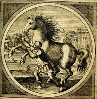 An illustration from Emblemata moralia nova, das ist: achtzig Sinnreiche nachdenckliche Figuren auss heyliger Schrifft in Kupfferstücken fürgestellet, worinnen schöne Anweisungen zu wahrer Gottesforcht begrieffen ... mit Lateinischen und Teutschen, nachmals aber von M.C.R. mit Frantzösischen und Italianischen Versen erkläret .. (1630)