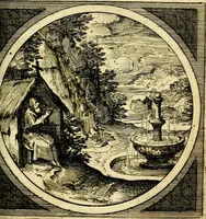 An illustration from Emblemata moralia nova, das ist: achtzig Sinnreiche nachdenckliche Figuren auss heyliger Schrifft in Kupfferstücken fürgestellet, worinnen schöne Anweisungen zu wahrer Gottesforcht begrieffen ... mit Lateinischen und Teutschen, nachmals aber von M.C.R. mit Frantzösischen und Italianischen Versen erkläret .. (1630)