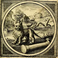An illustration from Emblemata moralia nova, das ist: achtzig Sinnreiche nachdenckliche Figuren auss heyliger Schrifft in Kupfferstücken fürgestellet, worinnen schöne Anweisungen zu wahrer Gottesforcht begrieffen ... mit Lateinischen und Teutschen, nachmals aber von M.C.R. mit Frantzösischen und Italianischen Versen erkläret .. (1630)