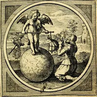An illustration from Emblemata moralia nova, das ist: achtzig Sinnreiche nachdenckliche Figuren auss heyliger Schrifft in Kupfferstücken fürgestellet, worinnen schöne Anweisungen zu wahrer Gottesforcht begrieffen ... mit Lateinischen und Teutschen, nachmals aber von M.C.R. mit Frantzösischen und Italianischen Versen erkläret .. (1630)