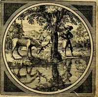 An illustration from Emblemata moralia nova, das ist: achtzig Sinnreiche nachdenckliche Figuren auss heyliger Schrifft in Kupfferstücken fürgestellet, worinnen schöne Anweisungen zu wahrer Gottesforcht begrieffen ... mit Lateinischen und Teutschen, nachmals aber von M.C.R. mit Frantzösischen und Italianischen Versen erkläret .. (1630)