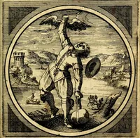 An illustration from Emblemata moralia nova, das ist: achtzig Sinnreiche nachdenckliche Figuren auss heyliger Schrifft in Kupfferstücken fürgestellet, worinnen schöne Anweisungen zu wahrer Gottesforcht begrieffen ... mit Lateinischen und Teutschen, nachmals aber von M.C.R. mit Frantzösischen und Italianischen Versen erkläret .. (1630)