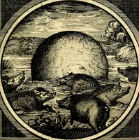 An illustration from Emblemata moralia nova, das ist: achtzig Sinnreiche nachdenckliche Figuren auss heyliger Schrifft in Kupfferstücken fürgestellet, worinnen schöne Anweisungen zu wahrer Gottesforcht begrieffen ... mit Lateinischen und Teutschen, nachmals aber von M.C.R. mit Frantzösischen und Italianischen Versen erkläret .. (1630)