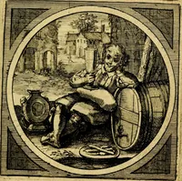 Picture 79 of 80 from Emblemata moralia nova, das ist: achtzig Sinnreiche nachdenckliche Figuren auss heyliger Schrifft in Kupfferstücken fürgestellet, worinnen schöne Anweisungen zu wahrer Gottesforcht begrieffen ... mit Lateinischen und Teutschen, nachmals aber von M.C.R. mit Frantzösischen und Italianischen Versen erkläret .. (1630), leaf 350