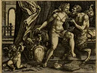 An illustration from Emblemata nobilitati et vulgo scitu digna : singulis historijs symbola adscripta & elegantes versus historiam explica[n]tes : accessit galearu[m] expositio, & disceptatio de origine nobilitatis (1592)