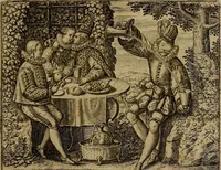 An illustration from Emblemata nobilitati et vulgo scitu digna : singulis historijs symbola adscripta & elegantes versus historiam explica[n]tes : accessit galearu[m] expositio, & disceptatio de origine nobilitatis (1592)