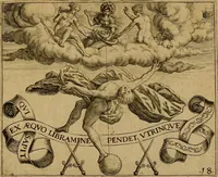 An illustration from Emblemata nobilitati et vulgo scitu digna : singulis historijs symbola adscripta & elegantes versus historiam explica[n]tes : accessit galearu[m] expositio, & disceptatio de origine nobilitatis (1592)