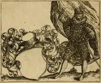 An illustration from Emblemata nobilitati et vulgo scitu digna : singulis historijs symbola adscripta & elegantes versus historiam explica[n]tes : accessit galearu[m] expositio, & disceptatio de origine nobilitatis (1592)