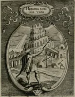 An illustration from Emblemata politica : in aula magna Curiæ Norinbergensis depicta : quæ sacra virtutum suggerunt monita prudenter administrandi fortiterque defendendi rempublicam (1617)