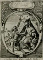 Picture 28 of 35 from Emblemata politica : in aula magna Curiæ Norinbergensis depicta : quæ sacra virtutum suggerunt monita prudenter administrandi fortiterque defendendi rempublicam (1617), leaf 68