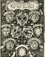 An illustration from Emblemata politica : in aula magna Curiæ Norinbergensis depicta : quæ sacra virtutum suggerunt monita prudenter administrandi fortiterque defendendi rempublicam (1617)