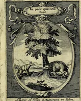 An illustration from Emblemata politica : in aula magna Curiae Noribergensis depicta, quae sacra viritutum suggerunt monita prudenter administrandi fortiterque defendendi rempublicam (1617)