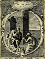 Picture 30 of 36 from Emblemata politica : in aula magna Curiae Noribergensis depicta, quae sacra viritutum suggerunt monita prudenter administrandi fortiterque defendendi rempublicam (1617), leaf 72