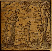 An illustration from Emblemata V.C. Andreae Alciati Mediolanensis iurisconsulti : cum facili & compendiosa explicatione, qua obscura illustrantur, dubiaq́ue omnia soluuntur, (1622)
