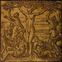 An illustration from Emblemata V.C. Andreae Alciati Mediolanensis iurisconsulti : cum facili & compendiosa explicatione, qua obscura illustrantur, dubiaq́ue omnia soluuntur, (1622)