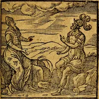 An illustration from Emblemata V.C. Andreae Alciati Mediolanensis iurisconsulti : cum facili & compendiosa explicatione, qua obscura illustrantur, dubiaq́ue omnia soluuntur, (1622)
