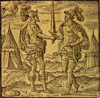 An illustration from Emblemata V.C. Andreae Alciati Mediolanensis iurisconsulti : cum facili & compendiosa explicatione, qua obscura illustrantur, dubiaq́ue omnia soluuntur, (1622)