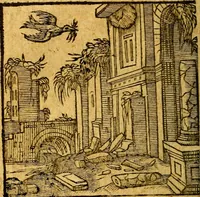 An illustration from Emblemata V.C. Andreae Alciati Mediolanensis iurisconsulti : cum facili & compendiosa explicatione, qua obscura illustrantur, dubiaq́ue omnia soluuntur, (1622)
