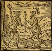 An illustration from Emblemata V.C. Andreae Alciati Mediolanensis iurisconsulti : cum facili & compendiosa explicatione, qua obscura illustrantur, dubiaq́ue omnia soluuntur, (1622)