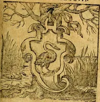 An illustration from Emblemata V.C. Andreae Alciati Mediolanensis iurisconsulti : cum facili & compendiosa explicatione, qua obscura illustrantur, dubiaq́ue omnia soluuntur, (1622)