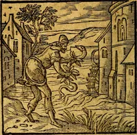 An illustration from Emblemata V.C. Andreae Alciati Mediolanensis iurisconsulti : cum facili & compendiosa explicatione, qua obscura illustrantur, dubiaq́ue omnia soluuntur, (1622)