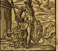 An illustration from Emblemata V.C. Andreae Alciati Mediolanensis iurisconsulti : cum facili & compendiosa explicatione, qua obscura illustrantur, dubiaq́ue omnia soluuntur, (1622)