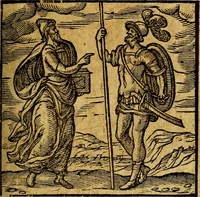 An illustration from Emblemata V.C. Andreae Alciati Mediolanensis iurisconsulti : cum facili & compendiosa explicatione, qua obscura illustrantur, dubiaq́ue omnia soluuntur, (1622)