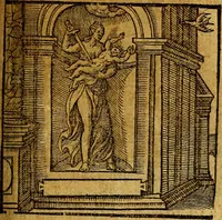 An illustration from Emblemata V.C. Andreae Alciati Mediolanensis iurisconsulti : cum facili & compendiosa explicatione, qua obscura illustrantur, dubiaq́ue omnia soluuntur, (1622)