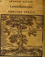 Picture 75 of 213 from Emblemata V.C. Andreae Alciati Mediolanensis iurisconsulti : cum facili & compendiosa explicatione, qua obscura illustrantur, dubiaq́ue omnia soluuntur, (1622), leaf 95