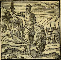 An illustration from Emblemata v. c. Andreae Alciati Mediolanensis iurisconsulti : cum facili & compe[n]diosa explicatione, qua obscura illustrantur, dubiáque omnia solvuntur (1584)