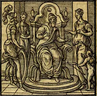 An illustration from Emblemata v. c. Andreae Alciati Mediolanensis iurisconsulti : cum facili & compe[n]diosa explicatione, qua obscura illustrantur, dubiáque omnia solvuntur (1584)