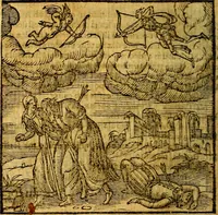 An illustration from Emblemata v. c. Andreae Alciati Mediolanensis iurisconsulti : cum facili & compe[n]diosa explicatione, qua obscura illustrantur, dubiáque omnia solvuntur (1584)