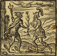 An illustration from Emblemata v. c. Andreae Alciati Mediolanensis iurisconsulti : cum facili & compe[n]diosa explicatione, qua obscura illustrantur, dubiáque omnia solvuntur (1584)