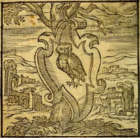 An illustration from Emblemata v. c. Andreae Alciati Mediolanensis iurisconsulti : cum facili & compe[n]diosa explicatione, qua obscura illustrantur, dubiáque omnia solvuntur (1584)