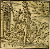 An illustration from Emblemata v. c. Andreae Alciati Mediolanensis iurisconsulti : cum facili & compe[n]diosa explicatione, qua obscura illustrantur, dubiáque omnia solvuntur (1584)