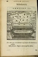Picture 8 of 31 from Emblemata V.C. Andreæ Alciati Mediolanensis ivrisconsvlti : cum facii & compendiosa explicatione, quâ obscura illustrantur, dubiaq́ue omnia soluuntur (1648), leaf 68