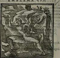 Picture 140 of 256 from Emblemata v. cl. Andreae Alciati : cu imaginibus plerisque restitutis ad mentem auctoris (1618), leaf 233