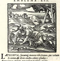 Picture 11 of 38 from Emblemata v. cl. Andreae Alciati : cu[m] imaginibus plerisque restitutis ad mentem auctoris (1618), leaf 158