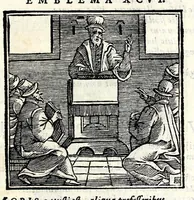 Picture 18 of 38 from Emblemata v. cl. Andreae Alciati : cu[m] imaginibus plerisque restitutis ad mentem auctoris (1618), leaf 227