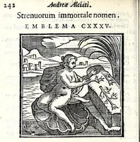 An illustration from Emblemata v. cl. Andreae Alciati : cu[m] imaginibus plerisque restitutis ad mentem auctoris (1618)