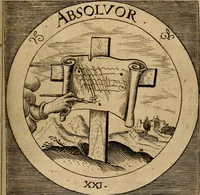 Picture 28 of 121 from Emblematum sacrorum prima[-secunda] pars : das ist, fünfftzig geistlicher in Kupffer gestochener Emblematum ausz der H. Schrifft von dem süssen Namen vnd Creutz Jesu Christi, erster[-ander] Theyl (1624), leaf 102