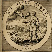 Picture 38 of 121 from Emblematum sacrorum prima[-secunda] pars : das ist, fünfftzig geistlicher in Kupffer gestochener Emblematum ausz der H. Schrifft von dem süssen Namen vnd Creutz Jesu Christi, erster[-ander] Theyl (1624), leaf 142