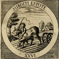 An illustration from Emblematum sacrorum prima[-secunda] pars : das ist, fünfftzig geistlicher in Kupffer gestochener Emblematum ausz der H. Schrifft von dem süssen Namen vnd Creutz Jesu Christi, erster[-ander] Theyl (1624)